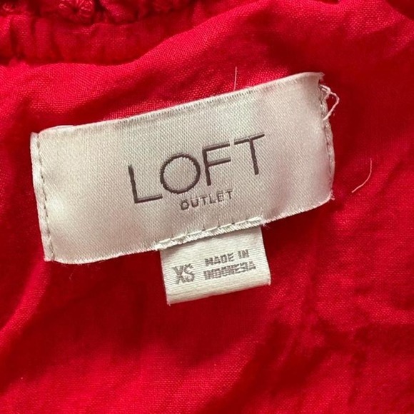 Loft Red Eyelet Sleeveless Ruffle Tank Top Blouse Sz XS 100% Cotton - Picture 3 of 5